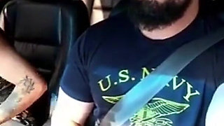 Traffic Blowjob: Exhibitionist Brunette Shows Her Tits and Sucks It All in the Car