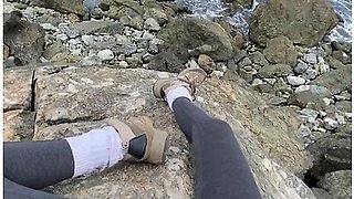 He Fingered Me To Orgasm! Wet Mermaid On A Coastal Rock In Public