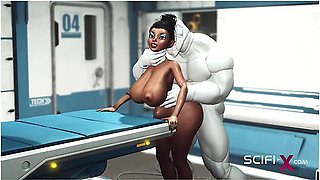 A Sexy Ebony Has Hard Anal Sex With Sex Robot In The Medbay
