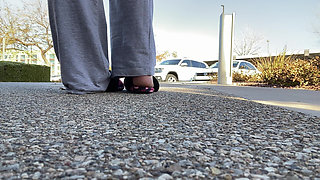 Tanfeets Outside Public Slipper Tease with Natural Nails