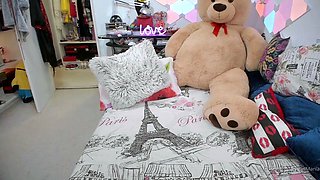 Sweet and naughty amateur babe Holly jerking off a hard