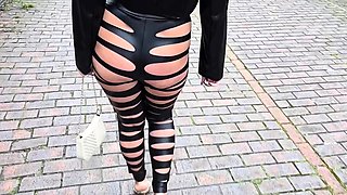 public toilet outdoors brunette