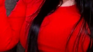 Lady in Red Smoking Cougar