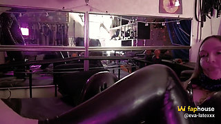Femdom Facestting Eva Latex Fetish Mistress Footjob BDSM Pvc Slave High Heels Boots