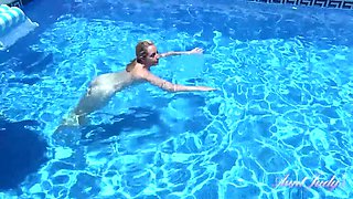 Keira Big Tit MILF Outdoor Pool Masturbation Nude Bikini Solo