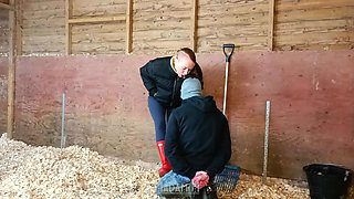 Boots Versus Balls, Extremely Hard Hunters Wellingtons Ballbusting in the Stables