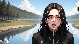 The Sexy Milk Goddess Seduces in the Forest Lake - XXX!