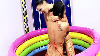 Pool Pussies Scene-4 Brunette Lesbians with Big Tits Having Sex Together in a Jelly Pool