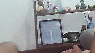 Father in Law's Gigantic Dick Hangs Out Under His Sarom for Step Daughter