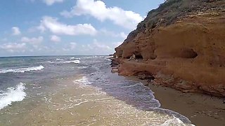 amateur couple fucking on public beach and cum on big tits