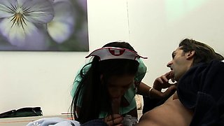 Naughty Nurse Checks The Patients Cock