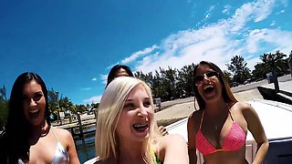 Barely-clad babes frolic in the sun before unleashing a wild orgy of carnal desires