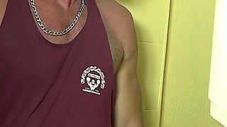 Whoring in the Gym Bathroom with Busty Blonde