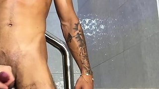 BTS Hot Latino Twink with Huge Dick Handjob