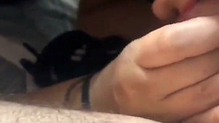 Sucking a Strap-on While His Cock Is Locked in a Chastity - Blowjob 4K