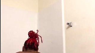 Amateur black Diamond takes a shower and masturbates