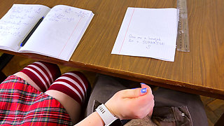 Jerking him Off under the Table.