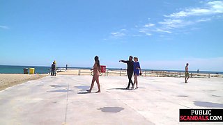 Stunning Wife Struts Naked on Beach in Public Sensual Walk