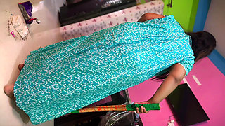 POV: Hot Indian Big Ass Maid Sweep My Room & I See Her Naked Ass