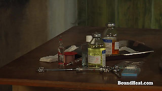 Blonde Lesbian Slave In Lingerie Undressed And Kissed By Madame