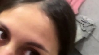 Hot daughter hides from her parents and Sucks a Dildo