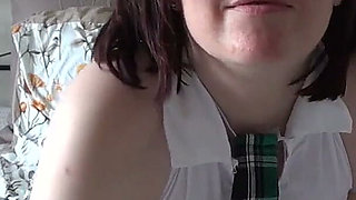 Crop Top College Uniform Fishnet Pantyhose Masturbation