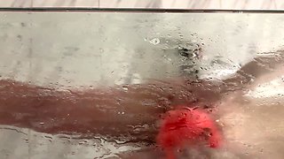 Stepbrother creeps in douche while sister douche, she caught him stagging and made him get in, her rump is so massive and cooch is so raw she will make you jism hasty