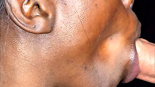 Close up Playing a White Dick by an Ebony Mouth