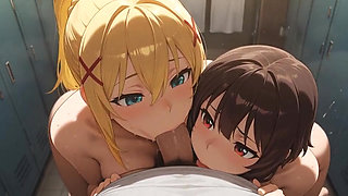 Kazuma Fucks Megumin and Darkness in Konosuba Ai