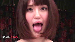 Shaved Pussy Japanese doll Yua Ariga naughty tease Blowjob eager to satisfy POV