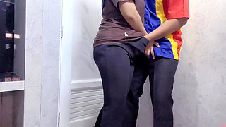 Asian Girl Fucking a Self-employed Woman in a Public Toilet