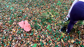 She Have to Strip Naked in the Woods - Then Getting Hard Pussy Beating
