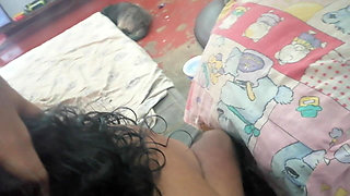 Step Mum Is Having Milk Shake After Having Shower