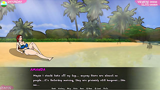 Lust Town - Lt - Gameplay - Roleplay - Nudity in Beach - Saggy Breast Topless with Big Nipples - Teasing Stranger in the Beach