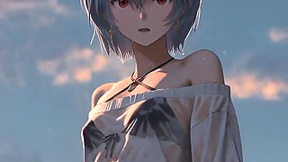 She Keeps the Last Light-blue Hair, Red Eyes, Finished Behind Her Field