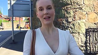 Blonde amateur MILF sucks and jerks for facial