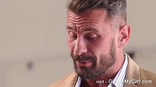 Skinny Cute Intern Lures Older MILF Boss