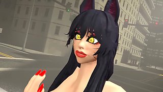 Voluptuous giantess Ahri indulges in her giant fantasies with tiny men