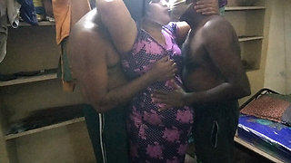 Village Pregnant Aunty Hot Sex with Two Guys