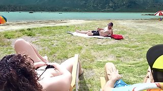 Voyeur se masturba en la playa mientras me toco