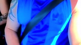 No Shame! Natzinha Flashing Her Tits in Traffic and Rubbing Herself.