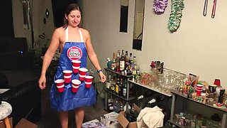 Naked Body Pong: Beginner Gets Embarrassed in Funny Truth or Dare Game