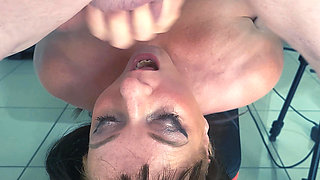 Rough Throatfucking and Big Facials From Two Angles