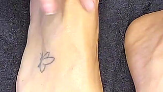 Hot Housewife Gives Herself a Foot Massage