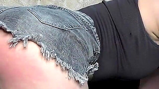 Red Cheeks Exhibition: Spanking Punishment in Denim Hot Pants