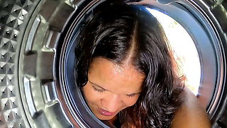Latina Stepmom Gets Trapped in Washing Machine: Son Can't Help but Fuck