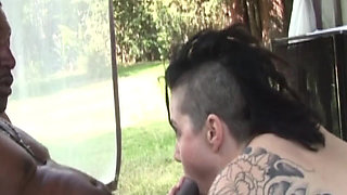 Tattooed MILF Deepthroats Massive BBC with Sloppy Drool