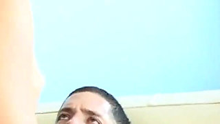 Blonde gets fucked at the poolside by two horny cocks