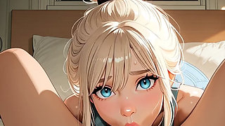 Her favorite pastime is sucking her stepbrother's small cock (AI-generated).