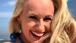 Big Boobed Blonde Masturbates With A Dildo In The Bathroom
